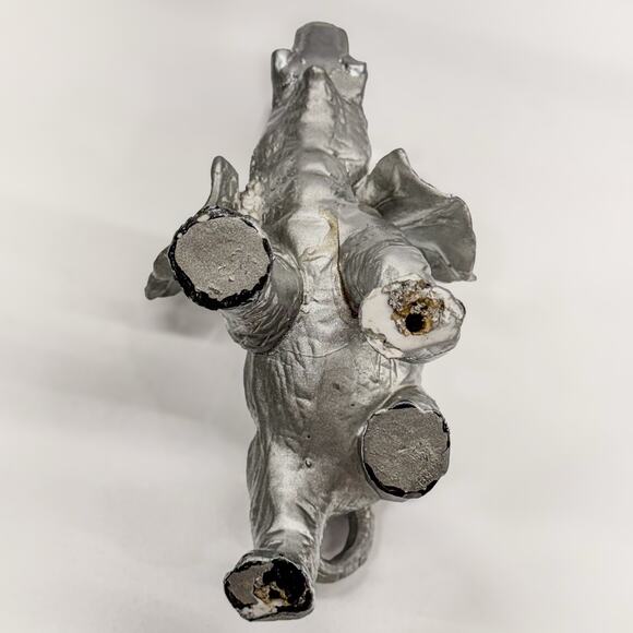 Good Luck Elephant Figurine, Trunk Upward, Silver- Painted Resin, 6.25” Tall - Picture 6 of 9